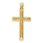 14K Gold Diamond-Cut Latin Cross Pendant  Elegant Solid Design