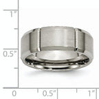 Chisel Titanium Brushed and Polished 8mm Grooved Beveled Edge Band