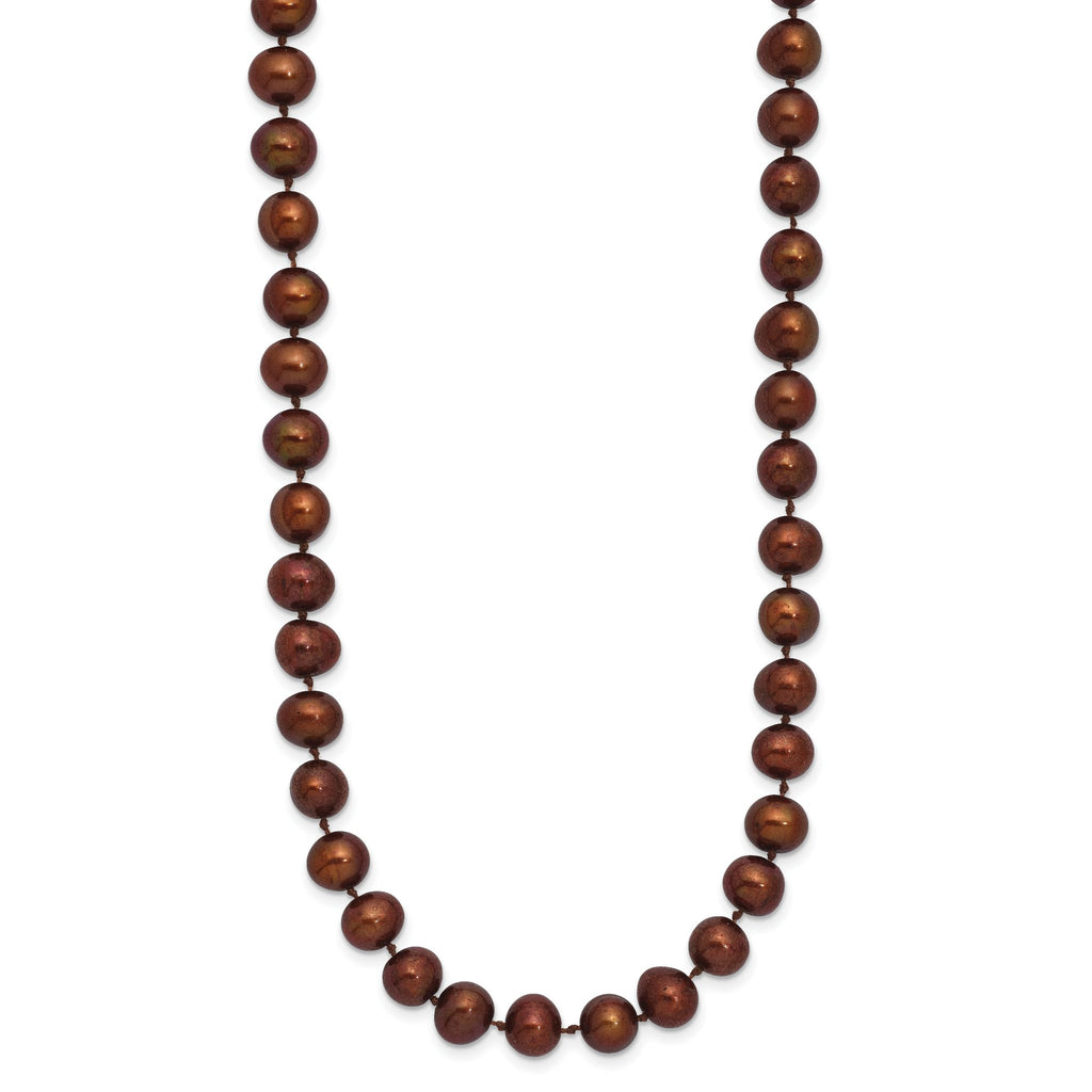 Sterling Silver Rhodium-plated 6-7mm Brown Near-Round Freshwater Cultured Pearl 7.25 inch Bracelet