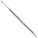 Sterling Silver Rhodium-plated CZ with 1.5in ext. Bracelet