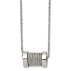 Stainless Steel Brushed and Polished Wire Barrel 24in Necklace