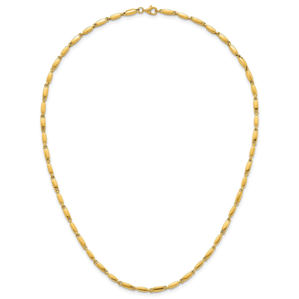 14k Polished 3mm Fancy Bar Link 18 inch Necklace