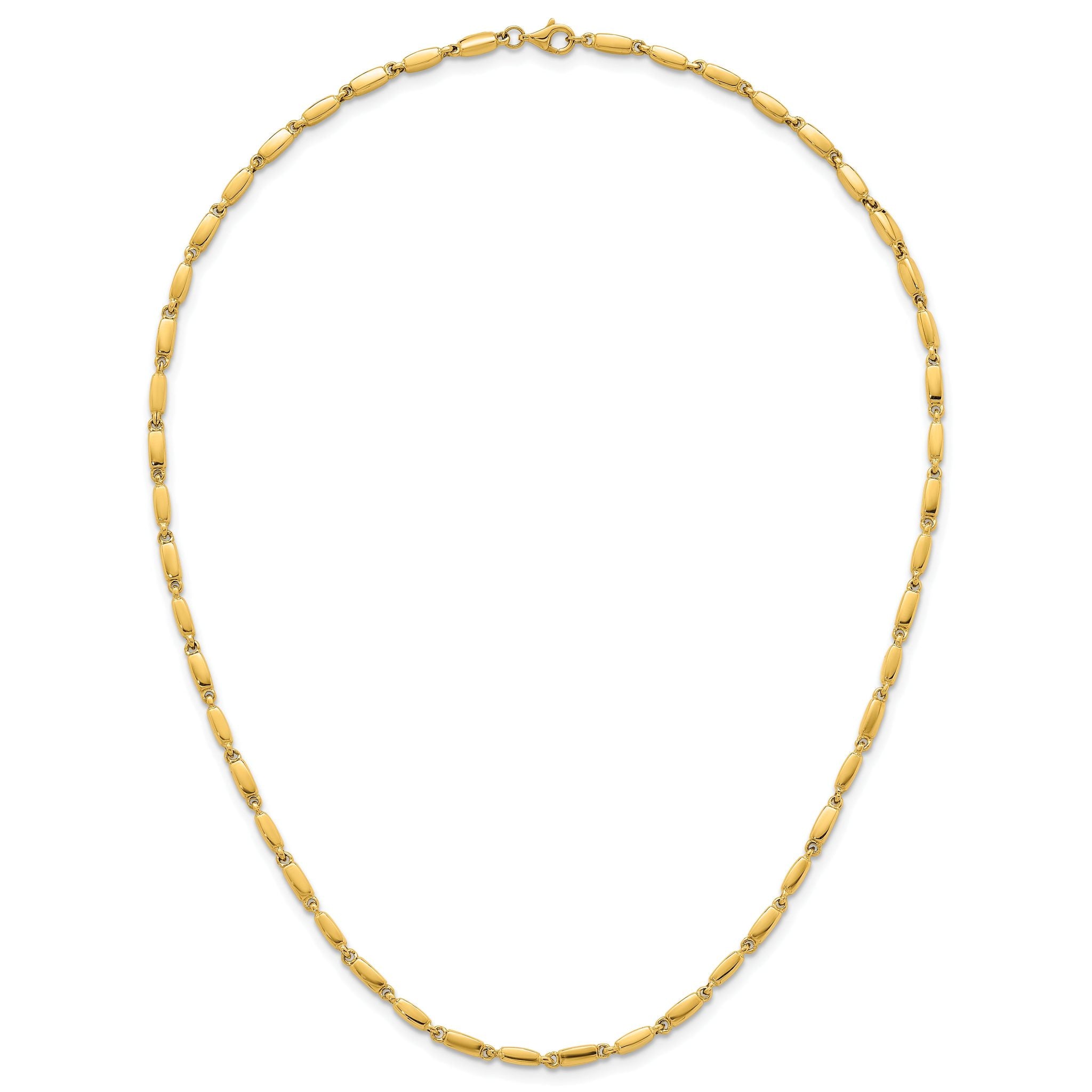 14k Polished 3mm Fancy Bar Link 18 inch Necklace