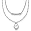 Sterling Silver Rhodium-plated CZ Puffed Heart 16 inch with 2 inch extender 2-strand Necklace