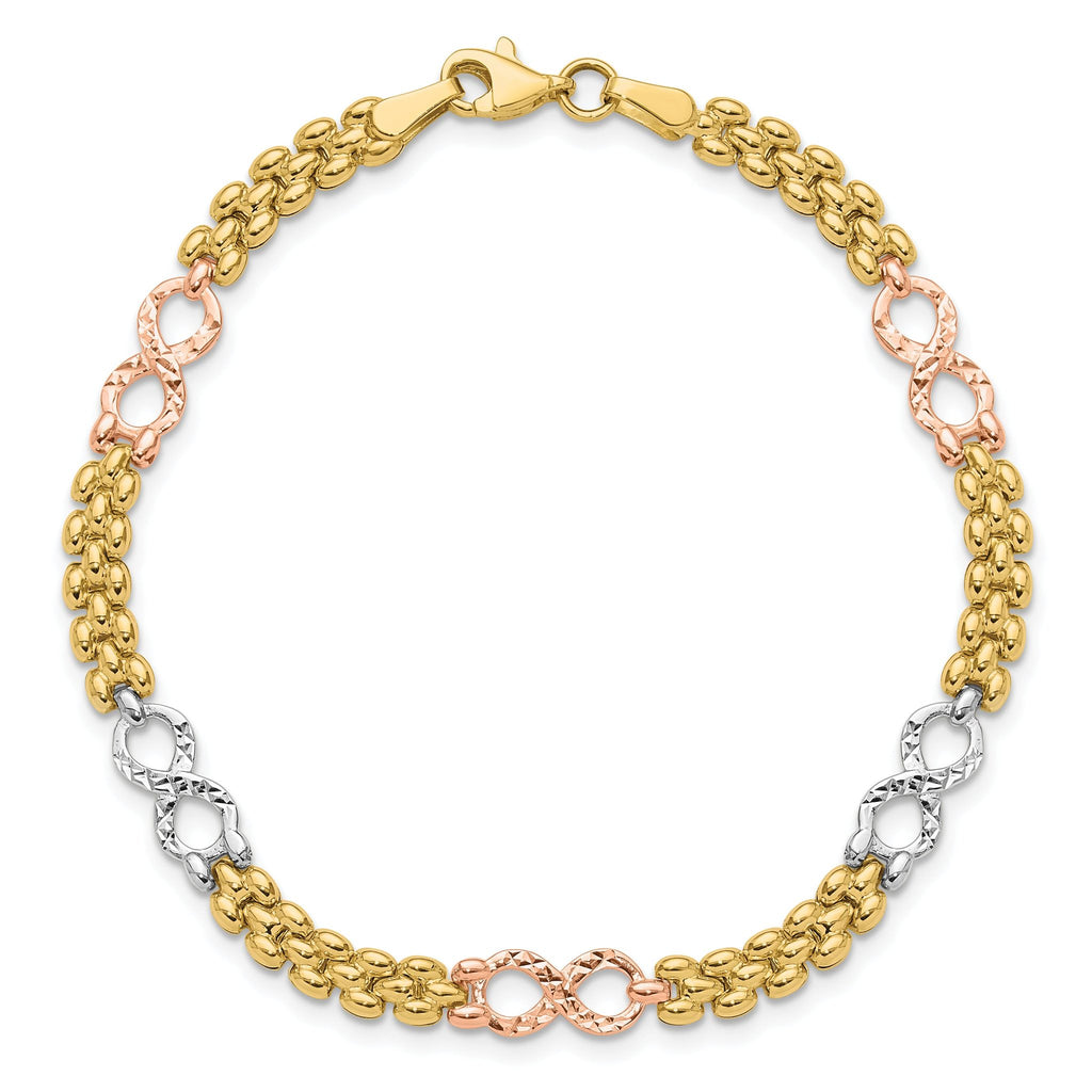 10K Tri-color Reversible Infinity Bracelet