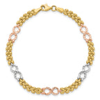 10K Tri-color Reversible Infinity Bracelet