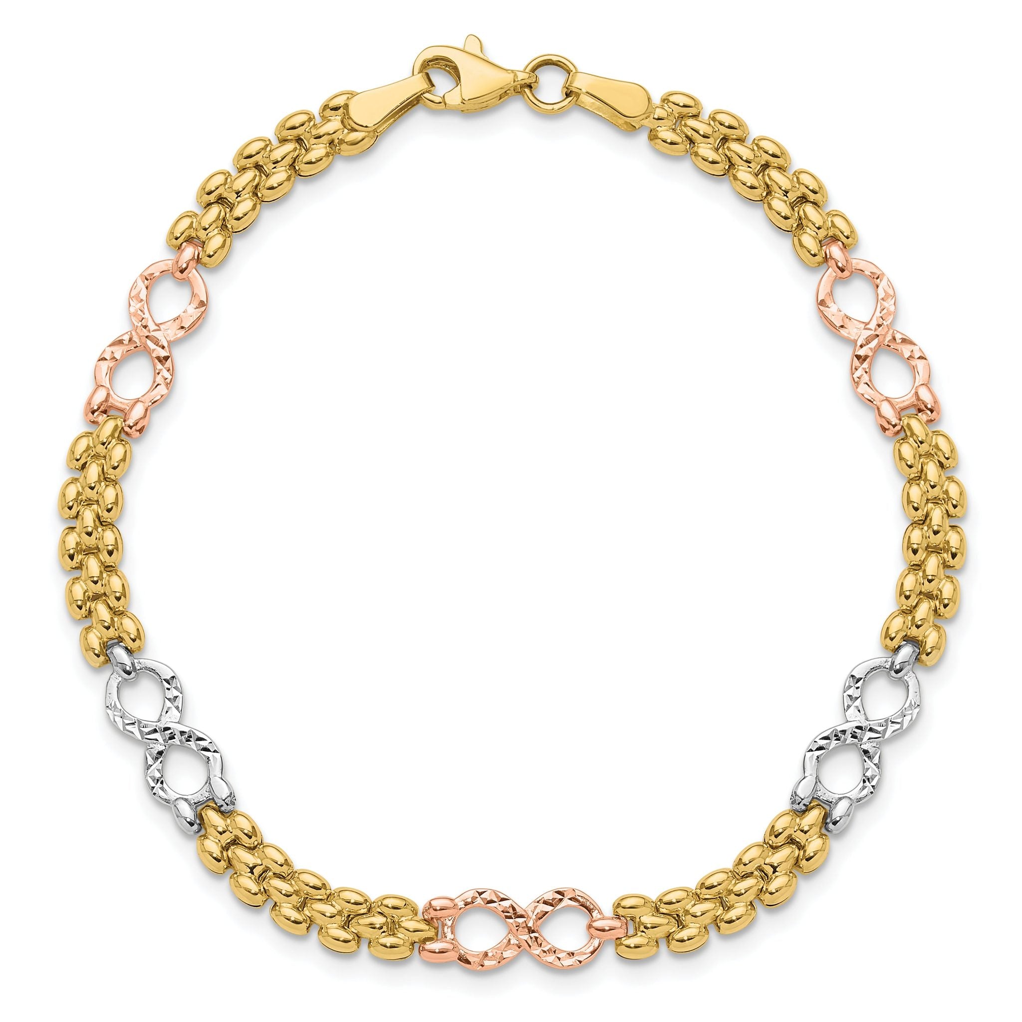 10K Tri-color Reversible Infinity Bracelet