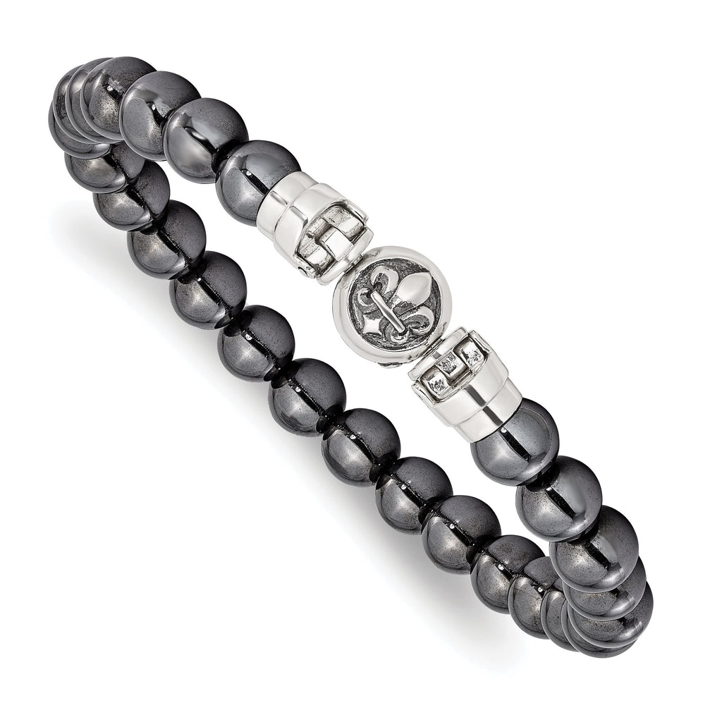 Sterling Silver Reflections 8mm Hematite Beaded 8in Bracelet/Bead not included, sold seperately