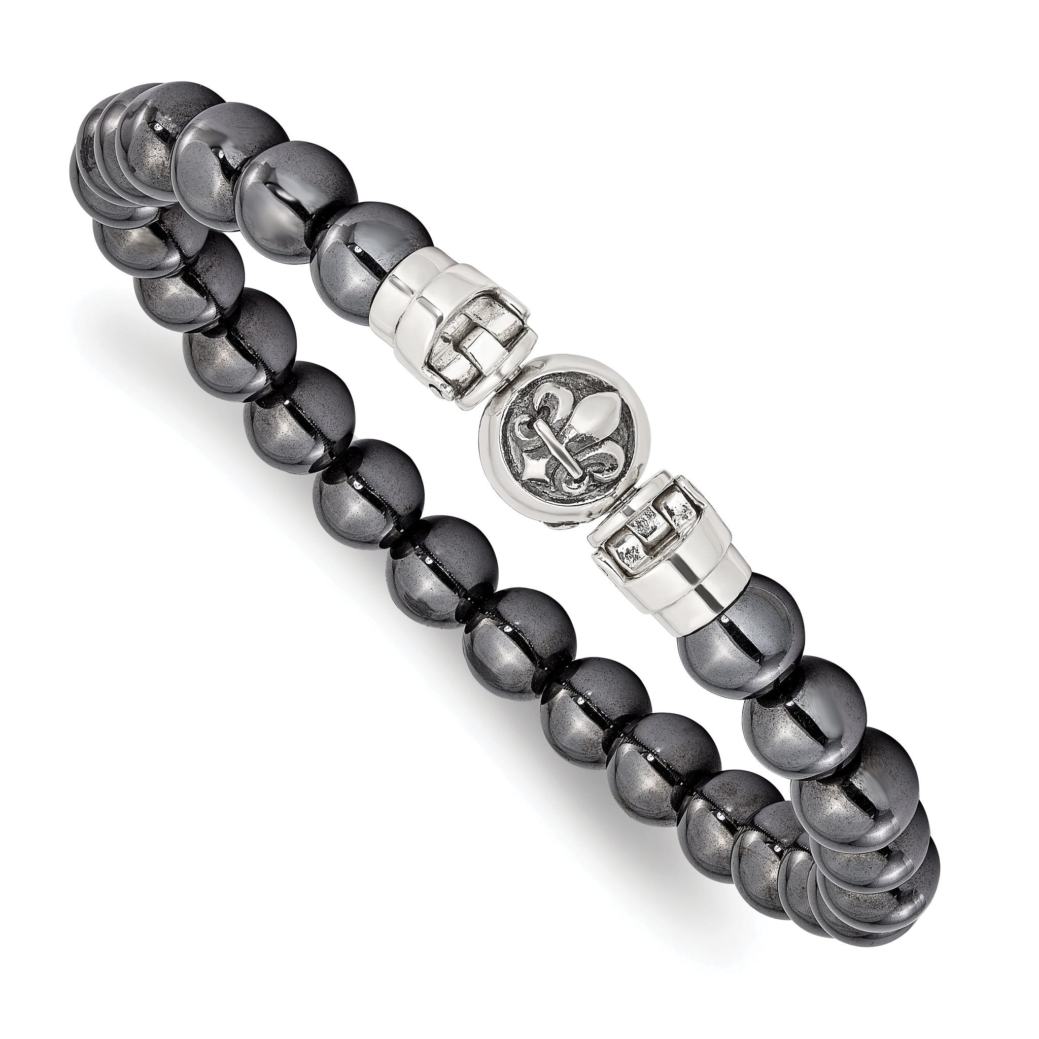 Sterling Silver Reflections 8mm Hematite Beaded 8in Bracelet/Bead not included, sold seperately