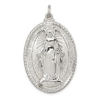Sterling Silver 925 Miraculous Medal Pendant with Polished Palladium Finish
