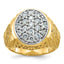 14k Two-tone Men's Polished and Textured 1 5/8 Carat AA Quality Diamond Oval Cluster Ring
