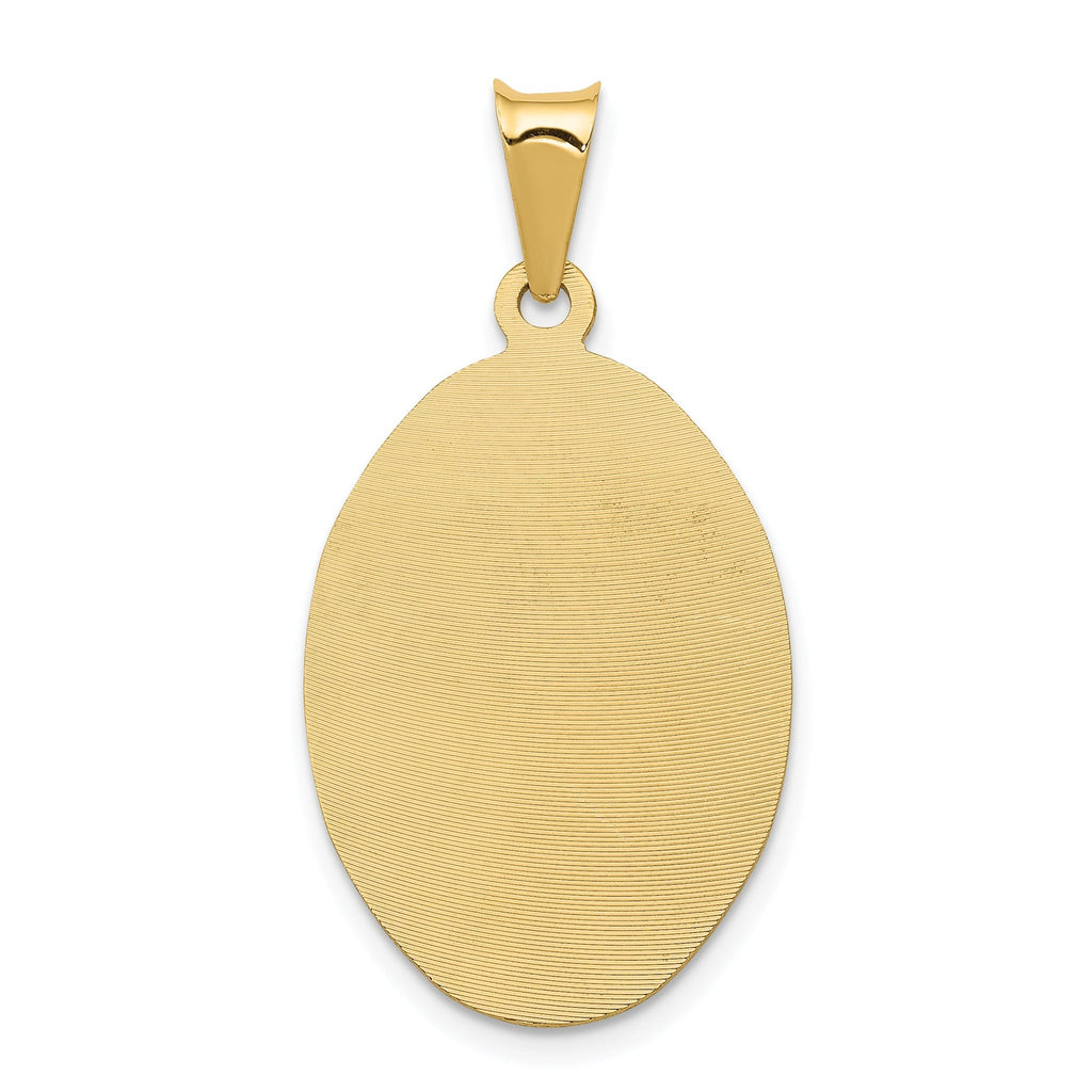 14K Gold Lady of Guadalupe Pendant with Rhodium Accents and Diamond-Cut Finish
