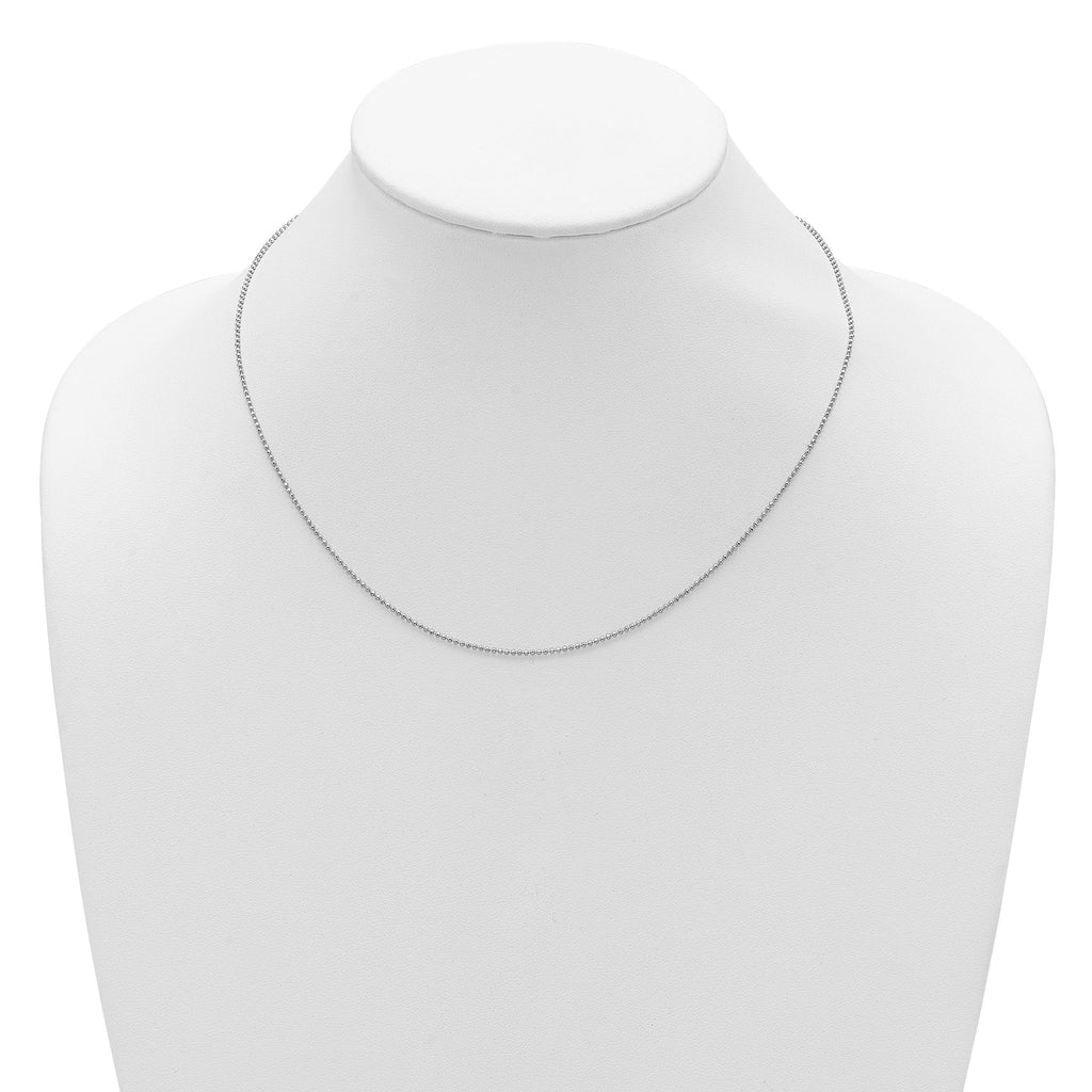 Sterling Silver Rh-plated 1.5mm Round Box 1in+1in Adj. Chain
