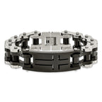 Stainless Steel Polished Black IP-plated Cross ID Bracelet for Men