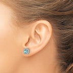 Pure Serenity 14k White Gold 3/8 carat Lab Grown Diamond VS/SI+ G+ and Lab Created Paraiba Halo Post Earrings