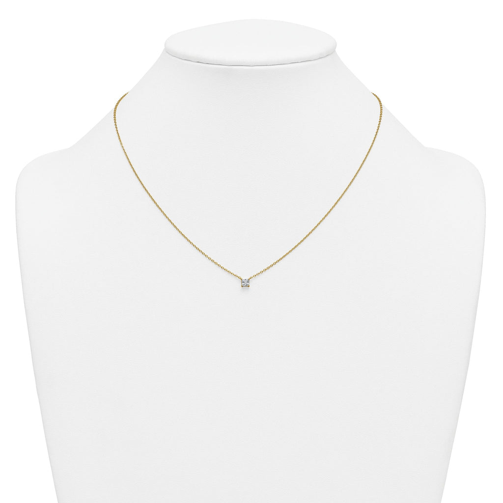 14k 1/4 carat Lab Grown Diamond VS+ F+ Princess Complete 18 inch Four Prong Pendant Necklace
