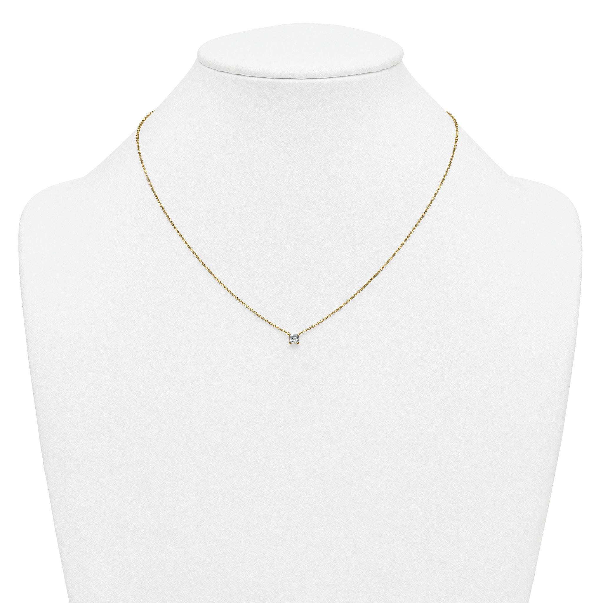 14k 1/4 carat Lab Grown Diamond VS+ F+ Princess Complete 18 inch Four Prong Pendant Necklace