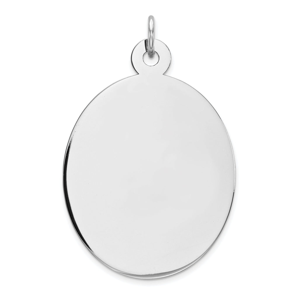 Oval Disc Charm in Sterling Silver, 31mm Satin & Polished Engravable
