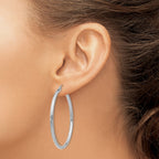 Sophia Jewelers 14K White Gold Polished Hoop Earrings Elegant Rhodium Finish