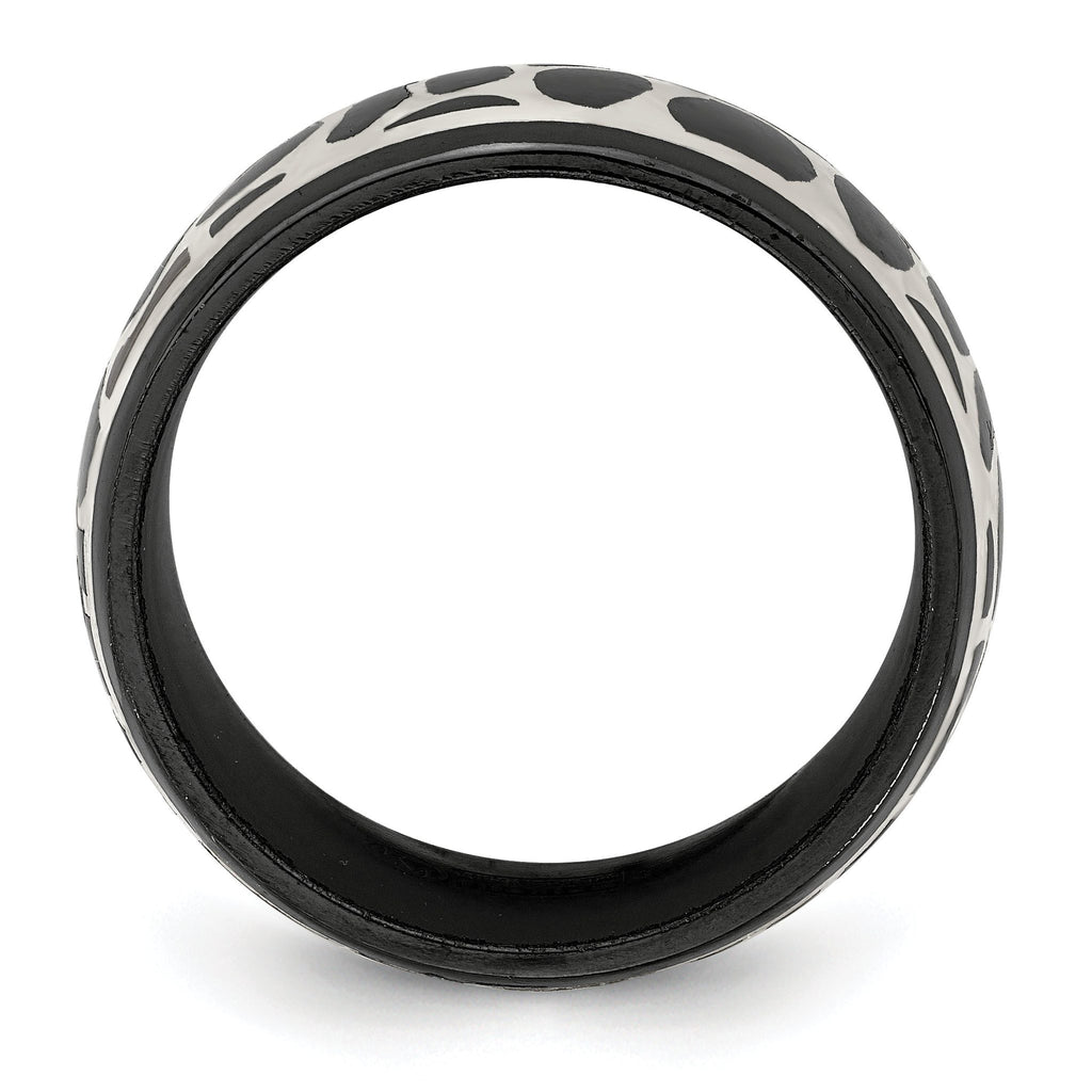 Edward Mirell Black Titanium Sterling Silver Two-Tone Polished Wedding Band