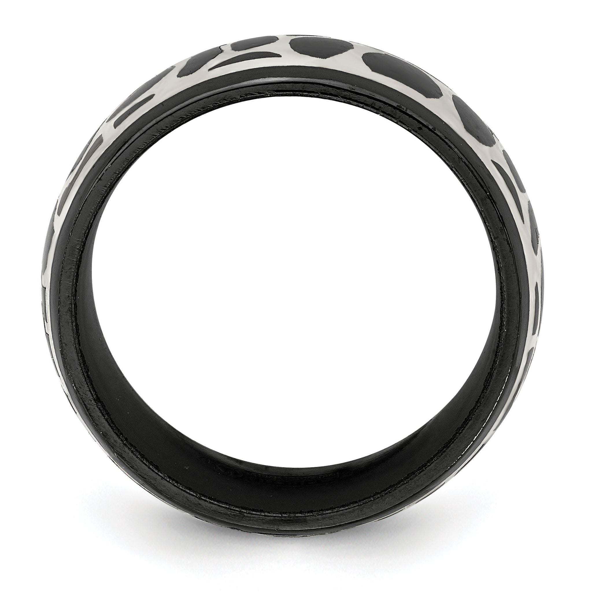 Edward Mirell Black Titanium Sterling Silver Two-Tone Polished Wedding Band
