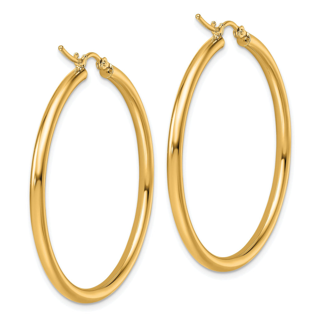 14k Polished 2.5mm Lightweight Tube Hoop Earrings