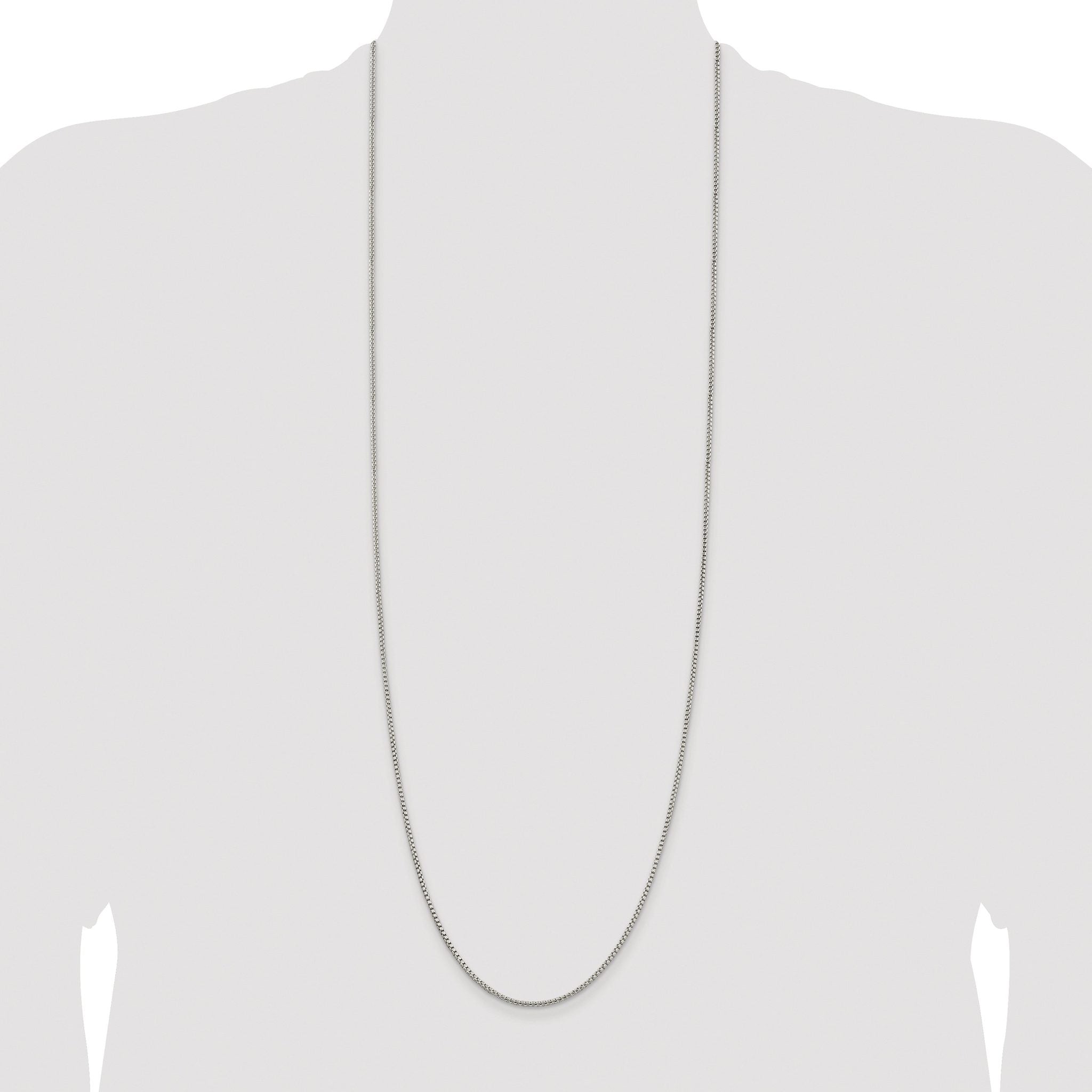 Round Box Chain Necklace in Sterling Silver, 1.75mm
