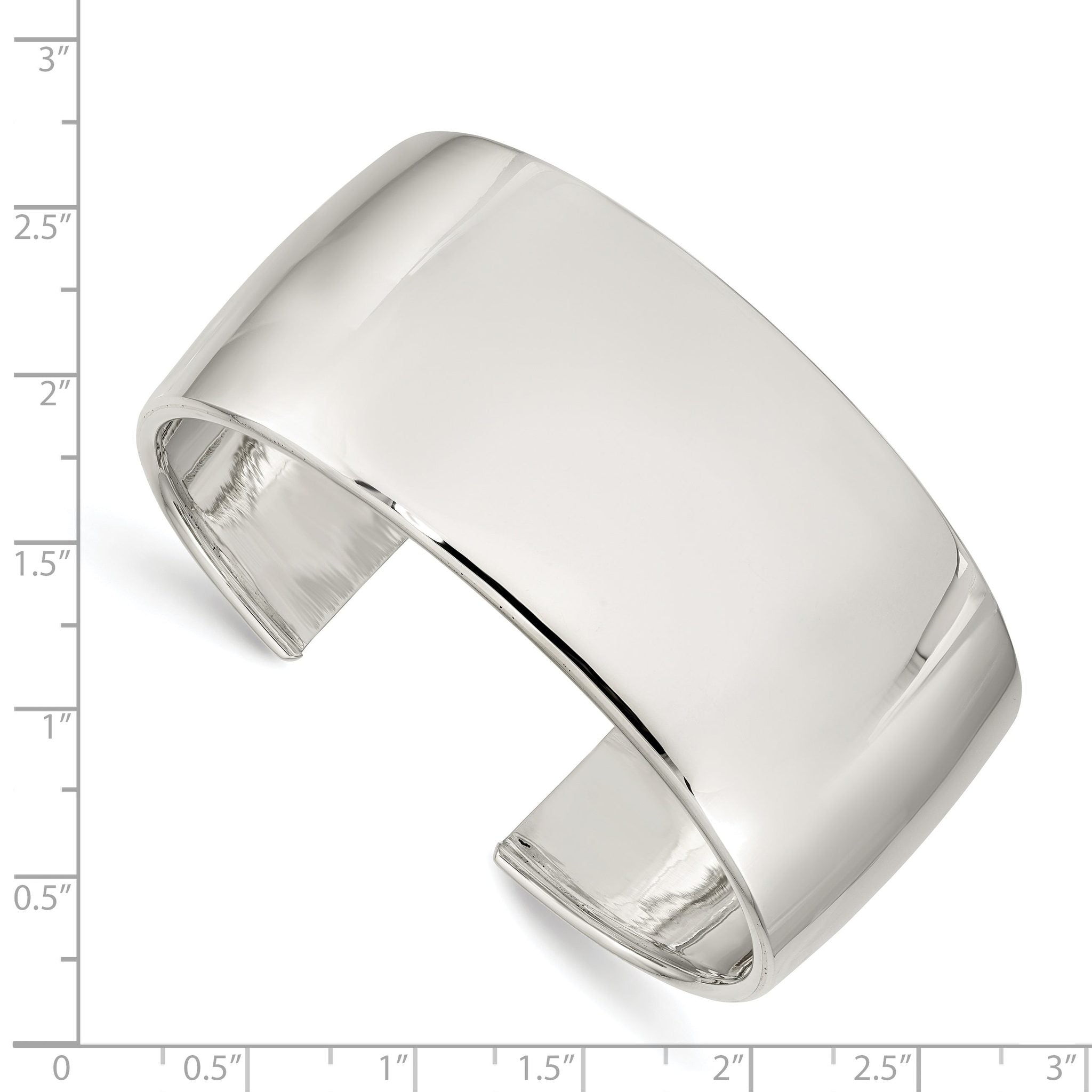 Sterling Silver 925 Women's Engravable Polished Cuff Bracelet by Sophia Jewelers