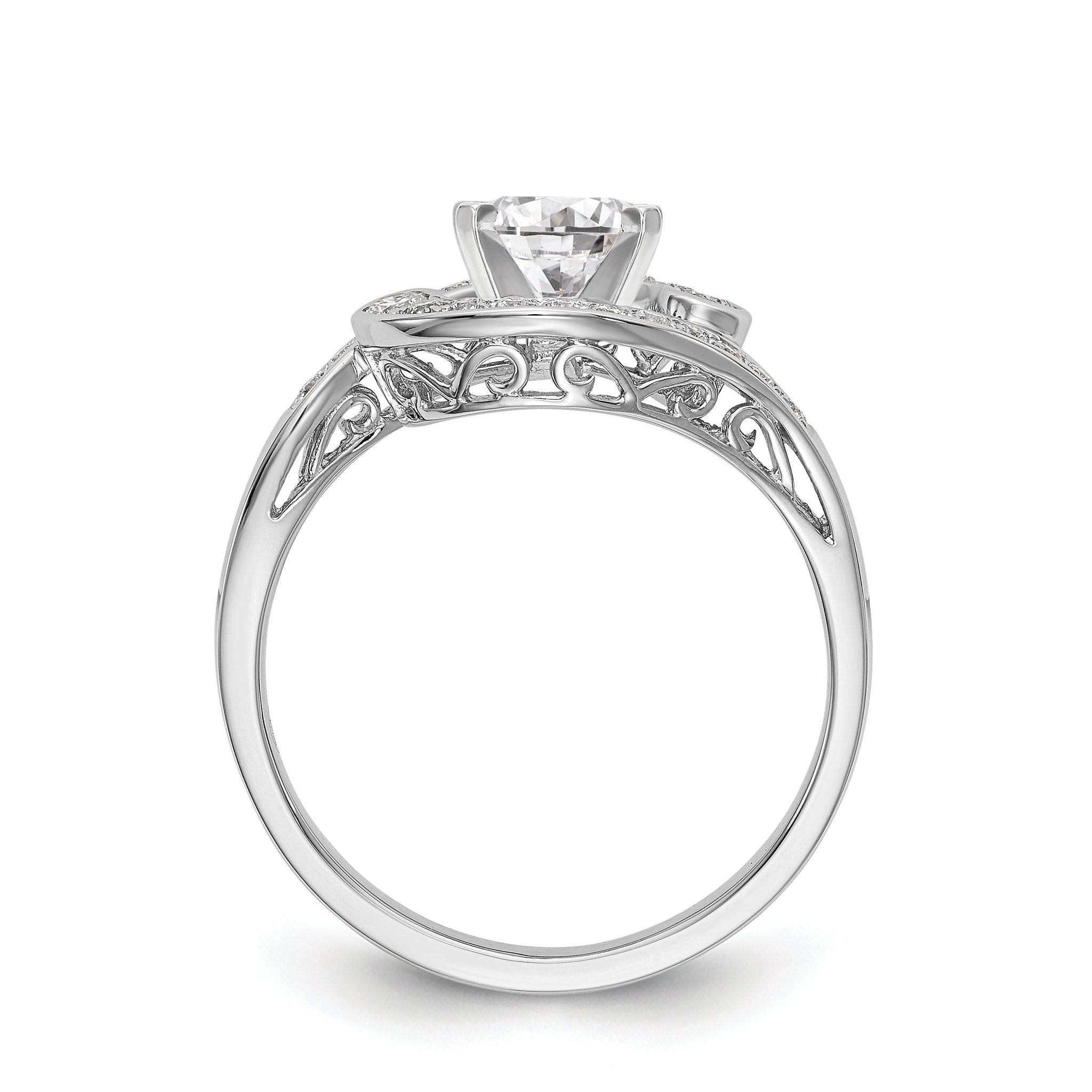 14K White Gold By-Pass Peg Set 1/4 carat Diamond Semi-mount Engagement Ring Secondary image