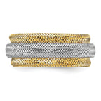 14K w/Rhodium Polished/Textured Stretch Ring