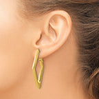 14K Polished Hollow Diamond Shape Hoop Earrings