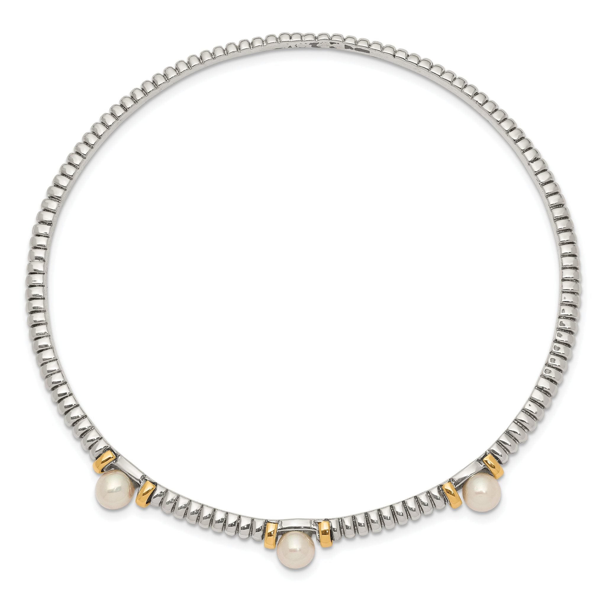 Sophia Jewelers Sterling Silver 14K Gold Pearl Bangle Bracelet Secondary image