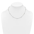 Sterling Silver Polished and Beaded CZ 16.75 inch with 0.5 inch Extension Necklace