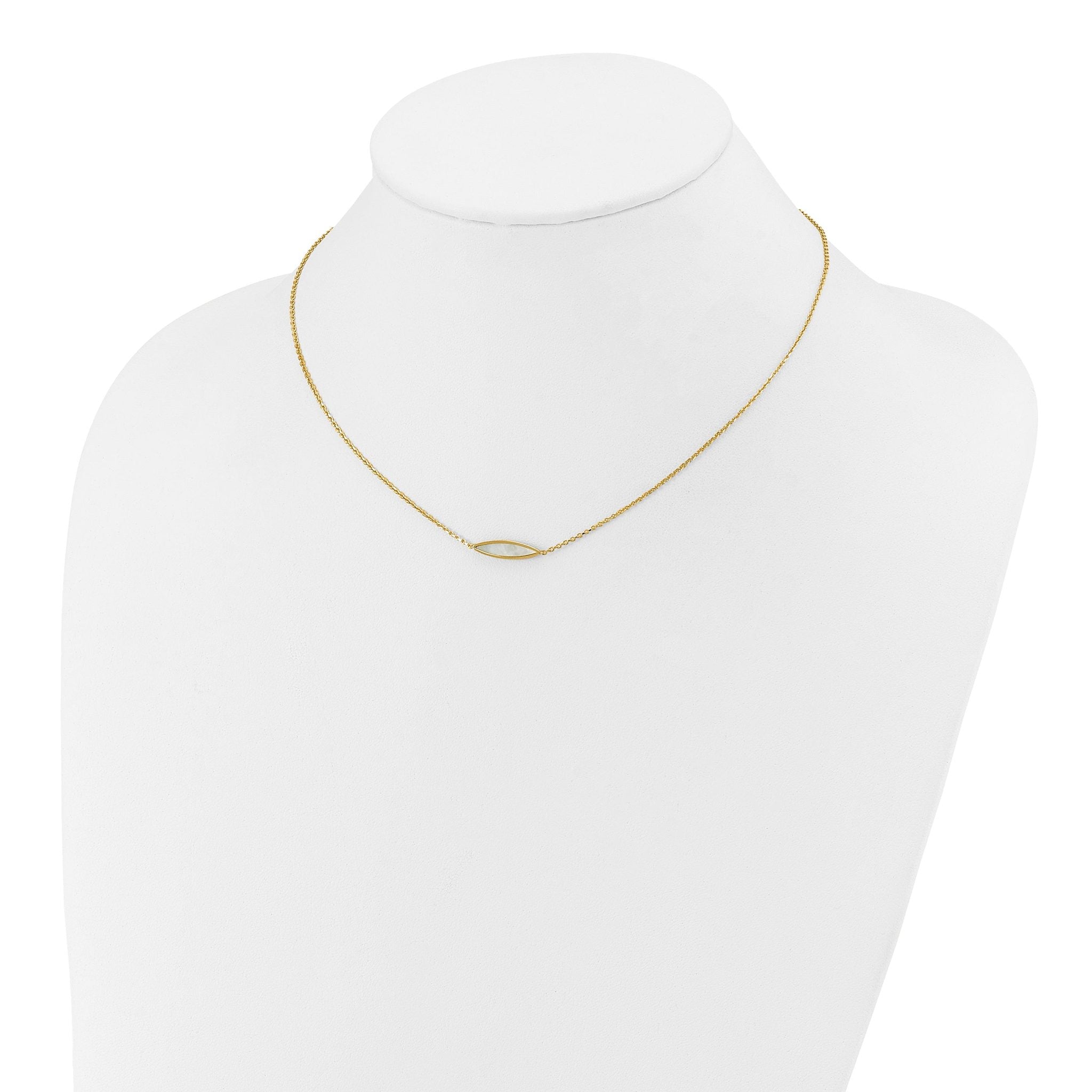 14K Polished Mother of Pearl w/1in ext. Necklace