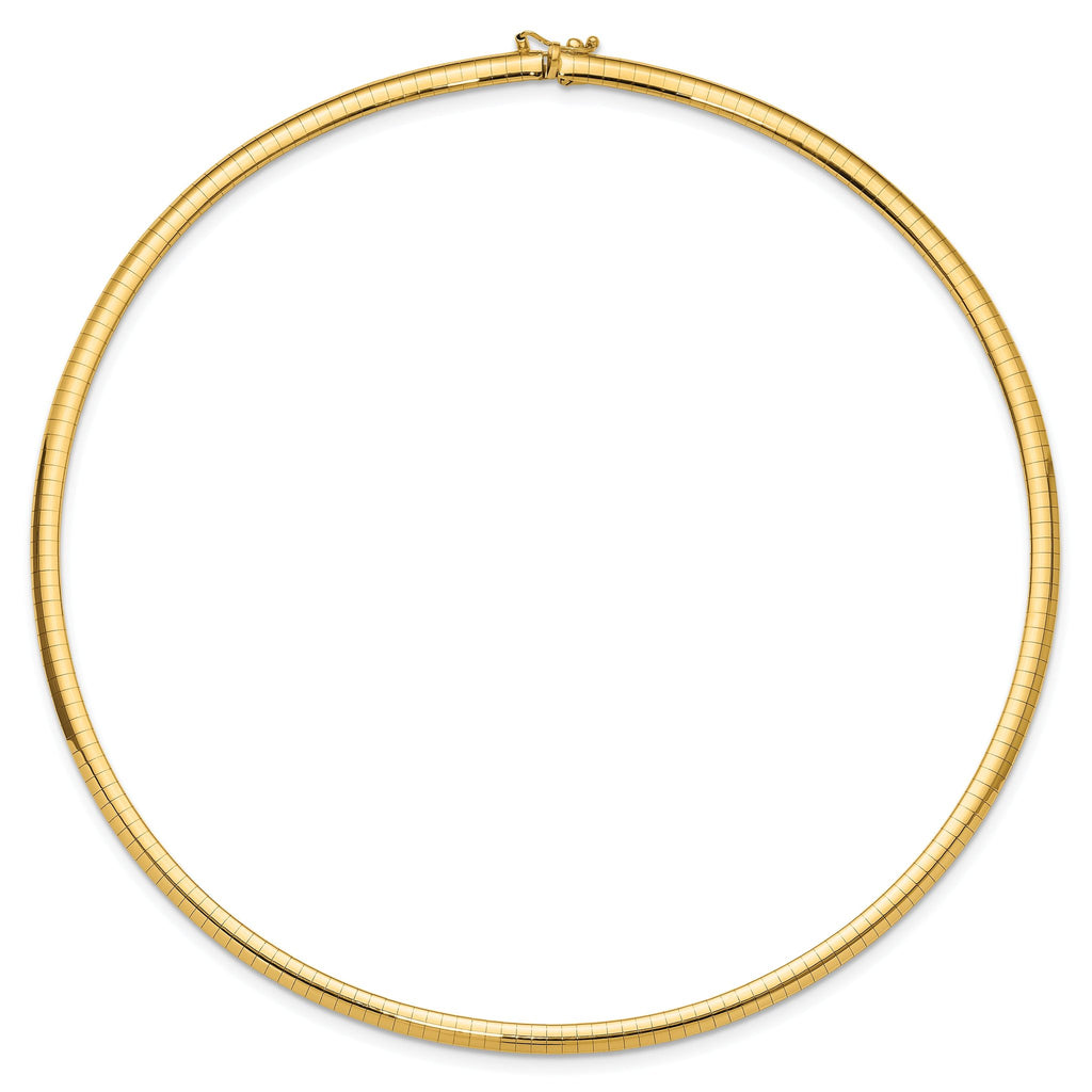 14k Polished 4mm Standard Weight 16 inch Domed Omega Necklace