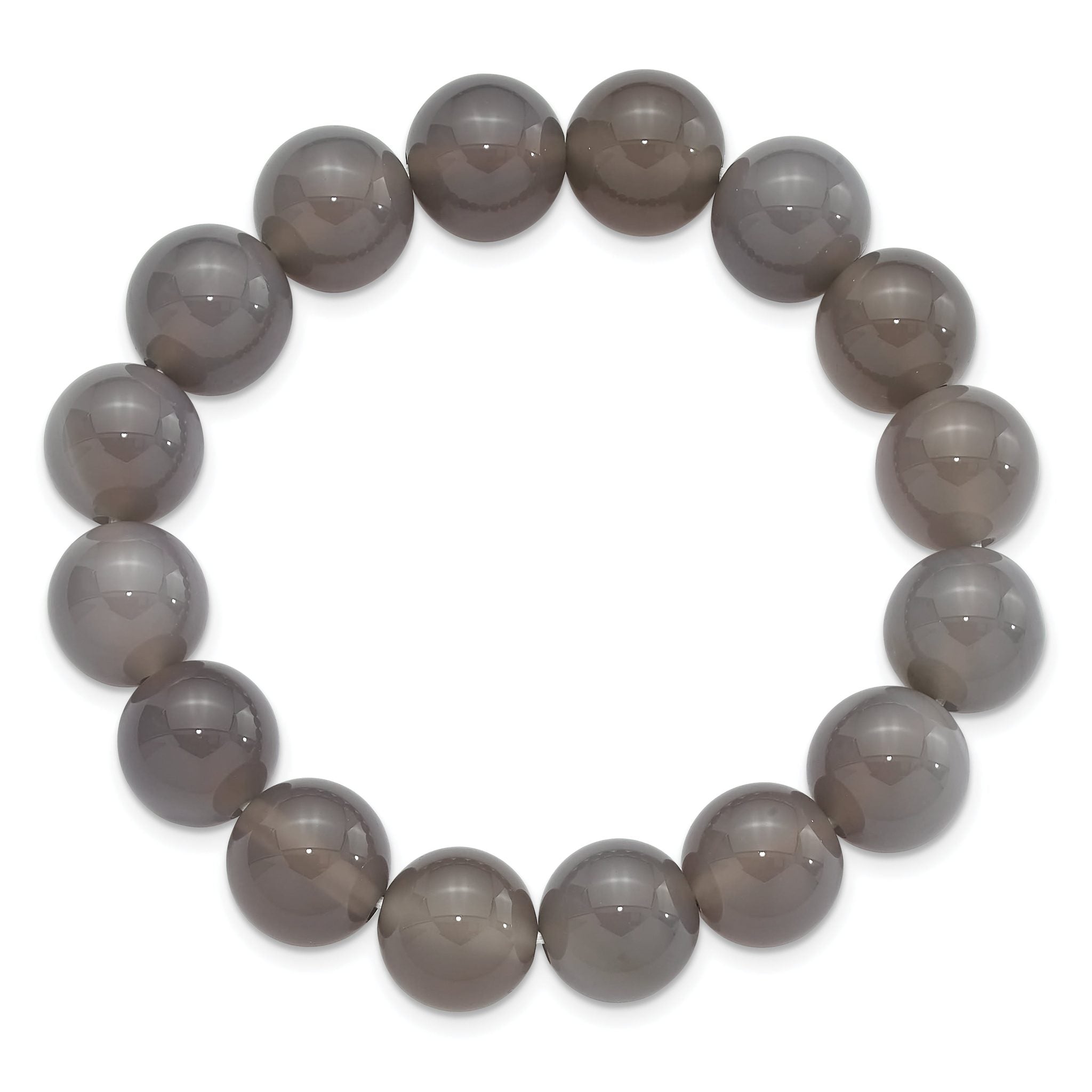 Grey Agate 12mm Beaded Stretch Bracelet Secondary image