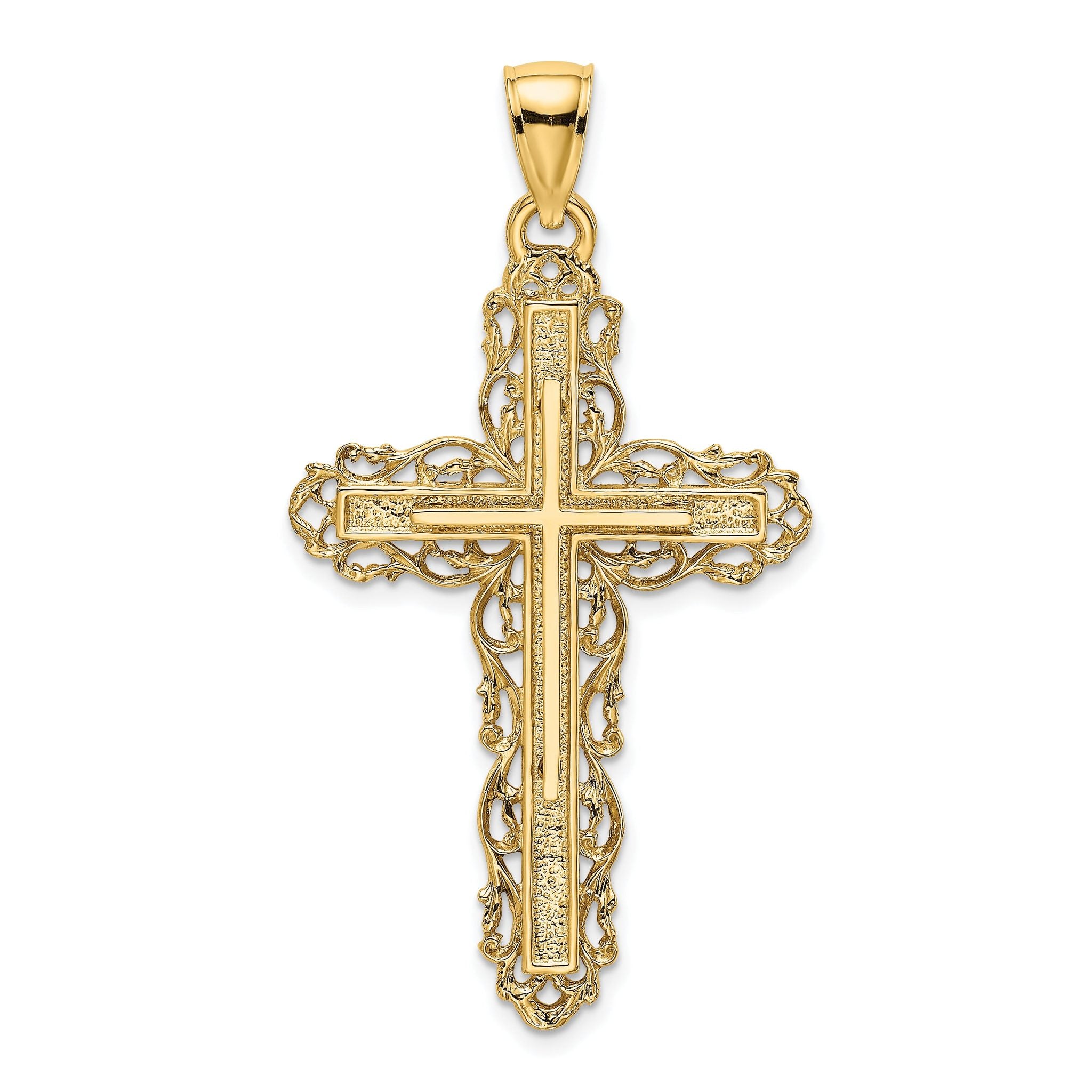 14K Cross W/ Lace Trim Charm Main image