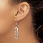 Stainless Steel Polished & Brushed Infinity Drop Dangle Earrings for Women