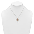 Sterling Silver with Rose-tone Polished White CZ Heart and Shooting Star Dangle 16 inch Necklace