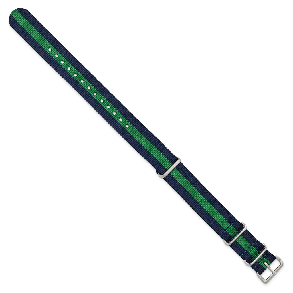 Military Ballistic Watch Band in Navy & Green Nylon, 20mm