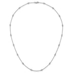 14k White Gold Complete 1/4 carat Bezel-set Diamond and Cable Chain 16-Station 16 inch Necklace