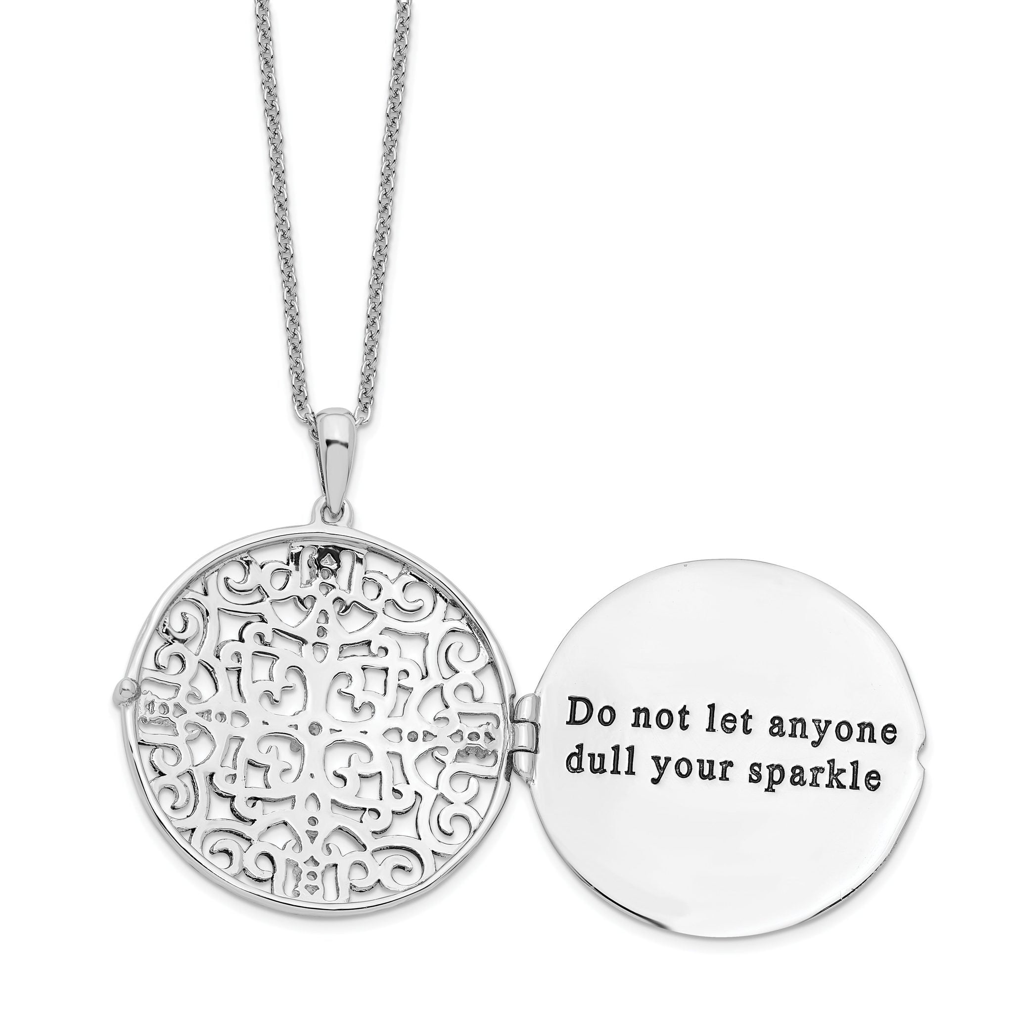 Sentimental Expressions Sterling Silver Rhodium-plated CZ Antiqued Do Not Let Anyone Dull 18in. Necklace Main image