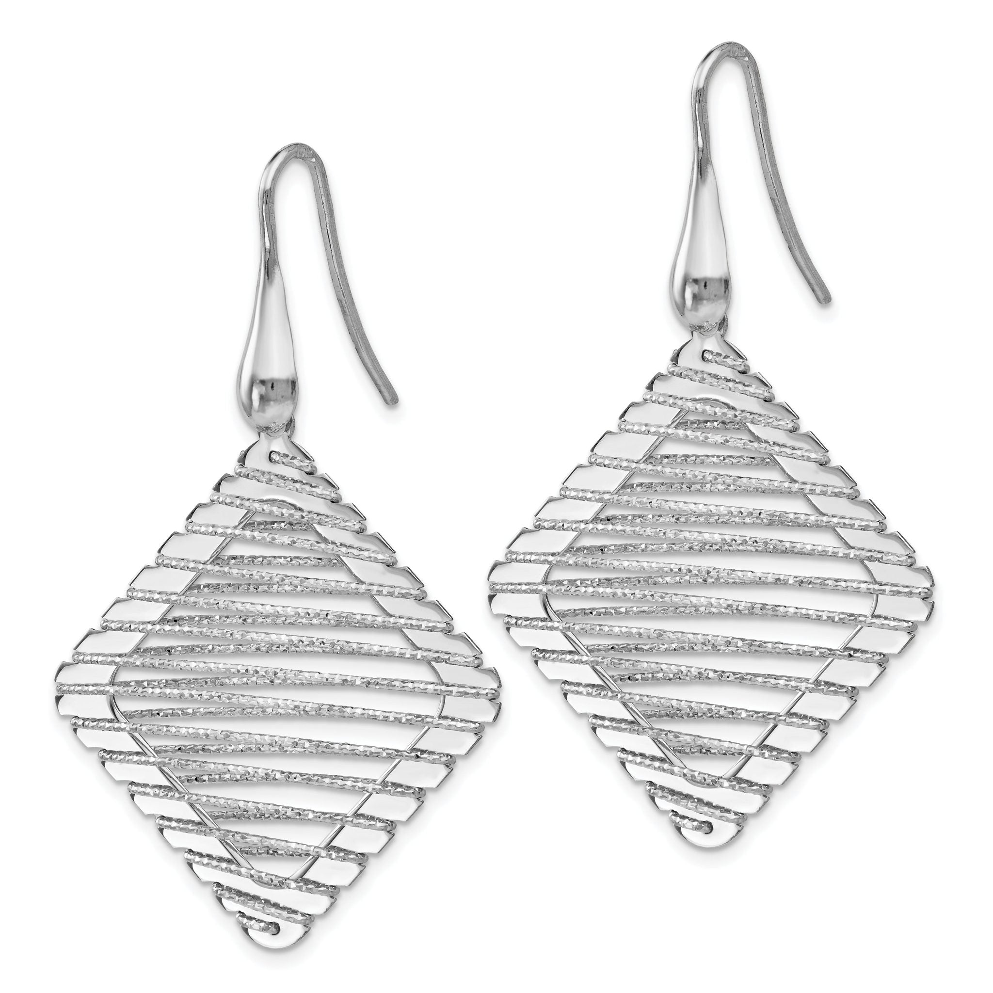 Sterling Silver Rhodium-plated Shepherd Hook Earrings Secondary image