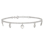Sterling Silver Polished Hearts Anklet