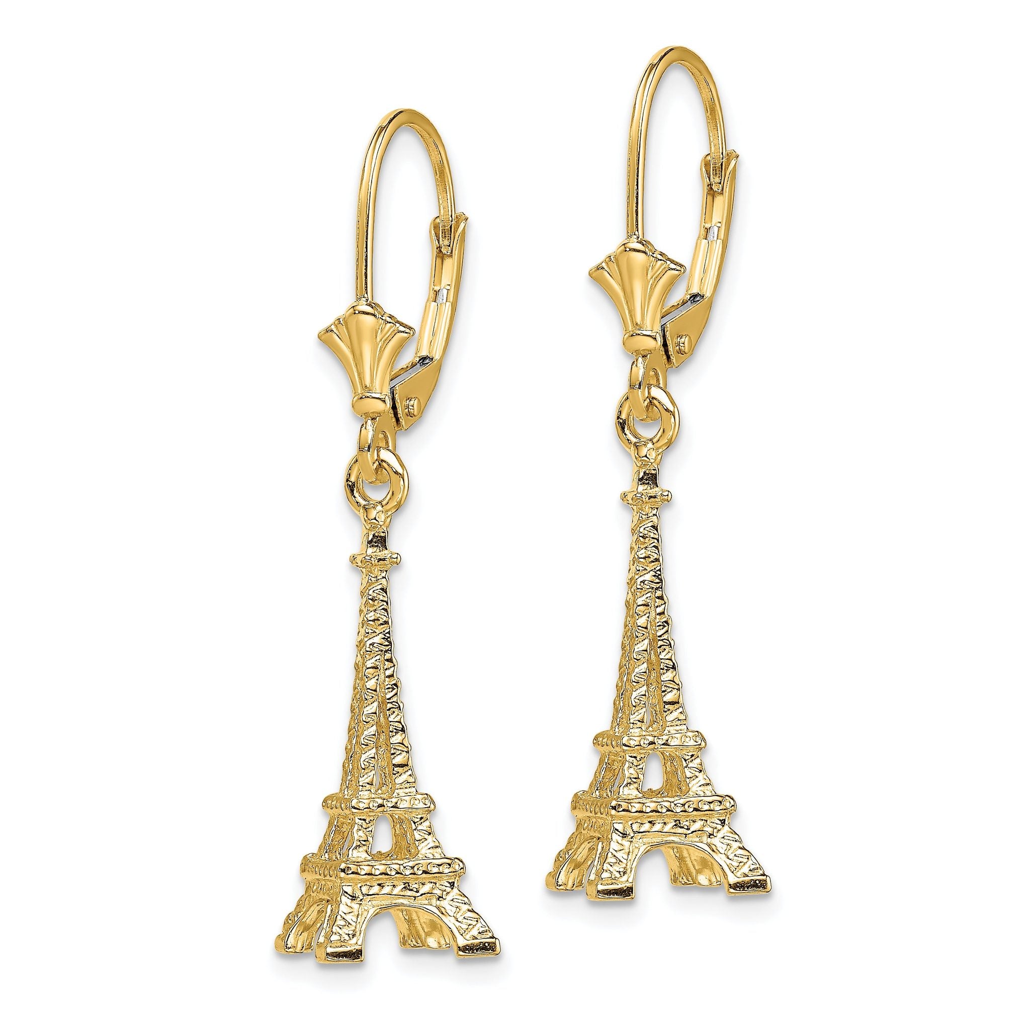 14K 3-D Eiffel Tower Leverback Earrings Secondary image
