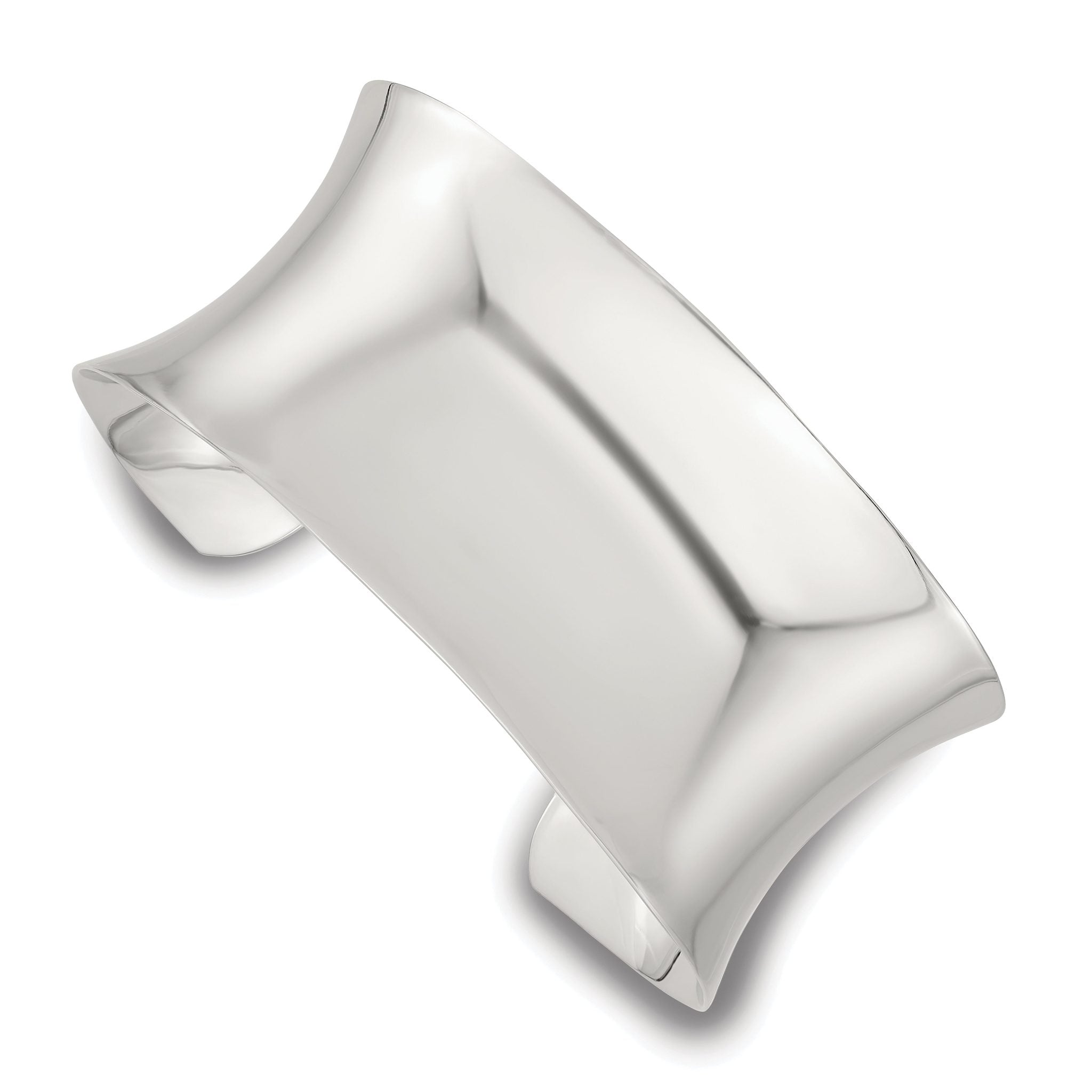 Sterling Silver Polished 30mm Concave Cuff Bangle Main image