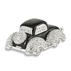 Luxury Giftware by Jere Pewter Bejeweled Crystals Silver-tone Enameled DEAN Black and White Car Trinket Box with Matching 18 Inch Necklace