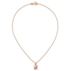 Sterling Silver Rose-tone Polished White and Rainbow Enameled Unicorn Childrens 14 inch Necklace