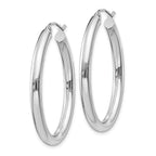 14k White Gold Polished 3.5mm Oval Tube Hoop Earrings