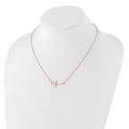 Sterling Silver RG-plated Large Sideways Curved Cross Necklace